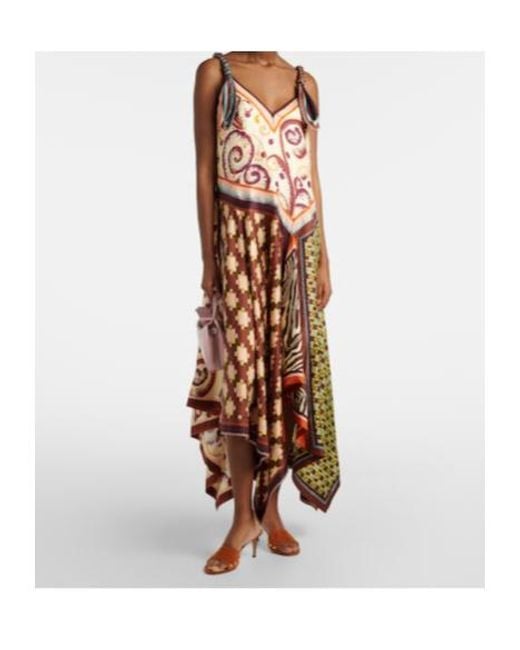 ALÉMAIS Brown Wilson Asymmetric Silk Twill Midi Dress