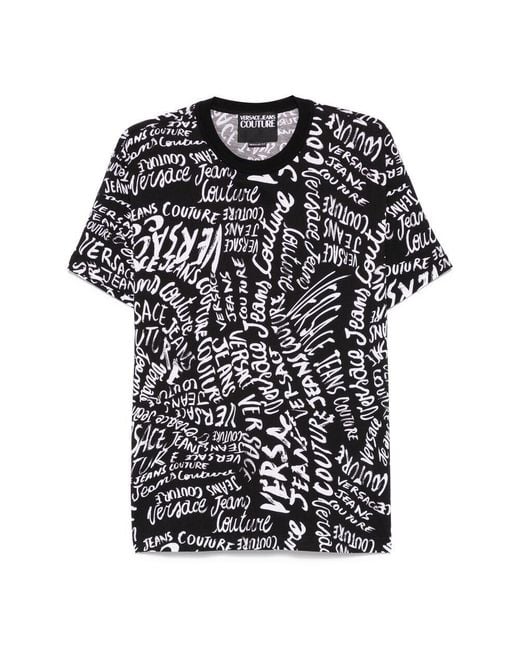 Versace Jeans Black Couture Logo Print T-Shirt for men
