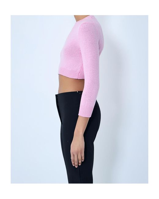 Jil Sander Blue Cropped Crew-Neck Knitted Jumper