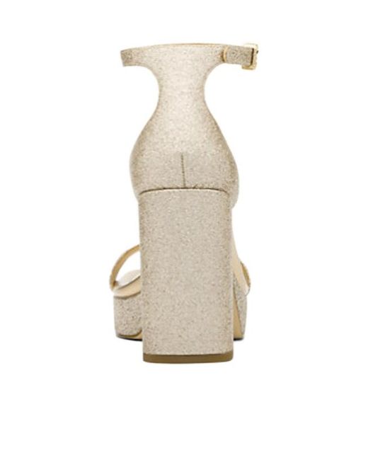 Michael Kors White Merriam Glitter Embellished Leather Platform Sandal