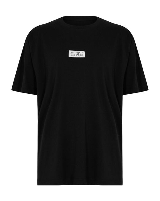 MM6 by Maison Margiela Black Regular Fit Logo T-Shirt for men