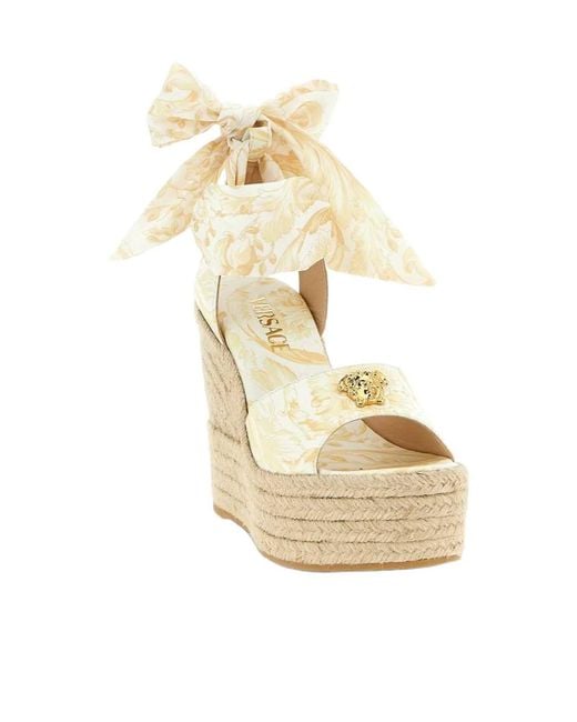 Versace Metallic La Medusa Wedge Sandals