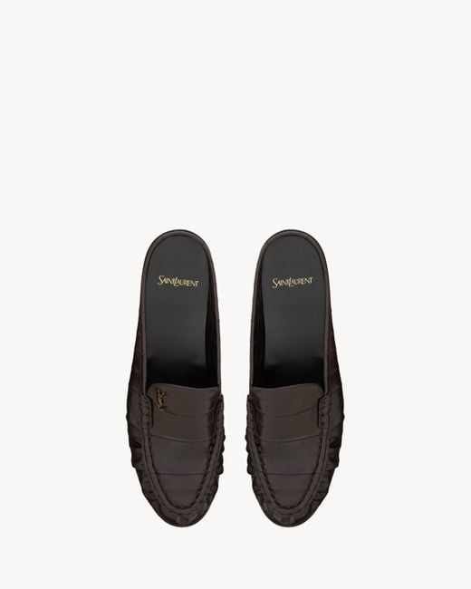 Saint Laurent Brown Le Loafer Logo Plaque Slip-On Mules for men