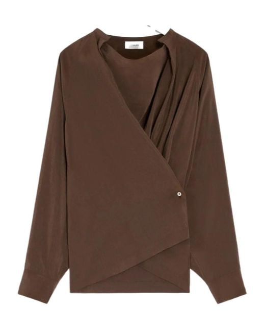 Lemaire Brown Twisted Pleat Blouse