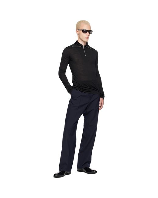 Jil Sander Black Half-Zip Turtleneck Knitted Pullover for men