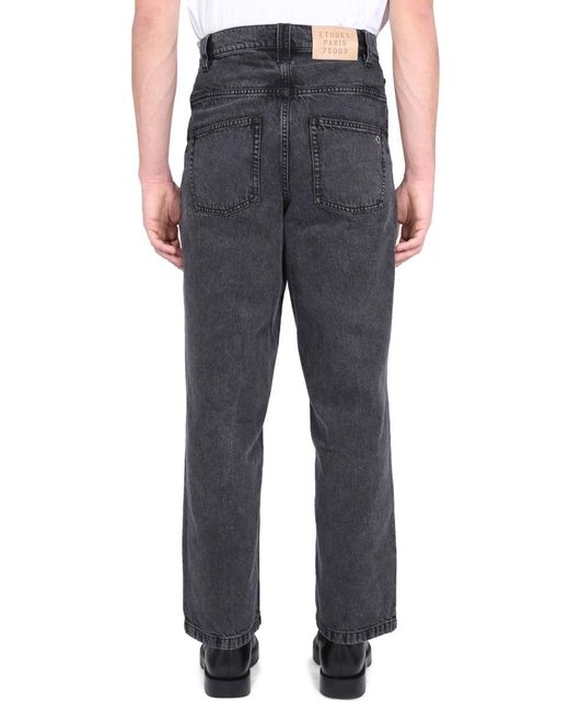 Etudes Studio Black Mid-Rise Straight-Leg Jeans for men