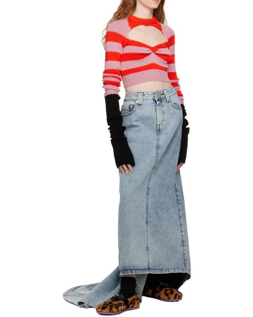 Marni Red Striped Cut-Out Knitted Jumper