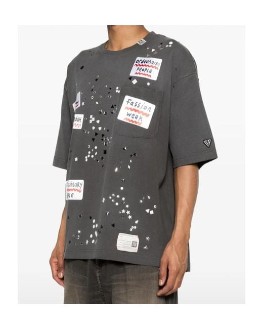 Maison Mihara Yasuhiro Gray Embellished Sticker T-Shirt for men