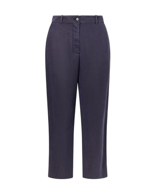 The Row Blue Karsten Cropped Cotton Straight-Leg Pants