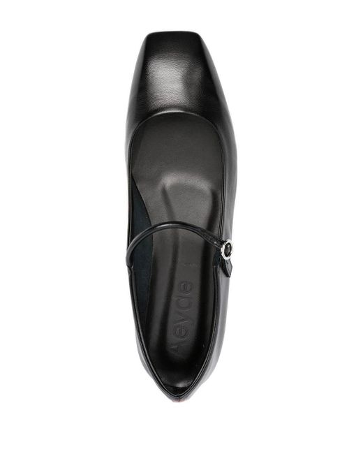 Aeyde Black Uma Square Toe Mary Jane Flats