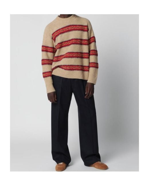 Dries Van Noten Red Striped Wool-Blend Sweater for men
