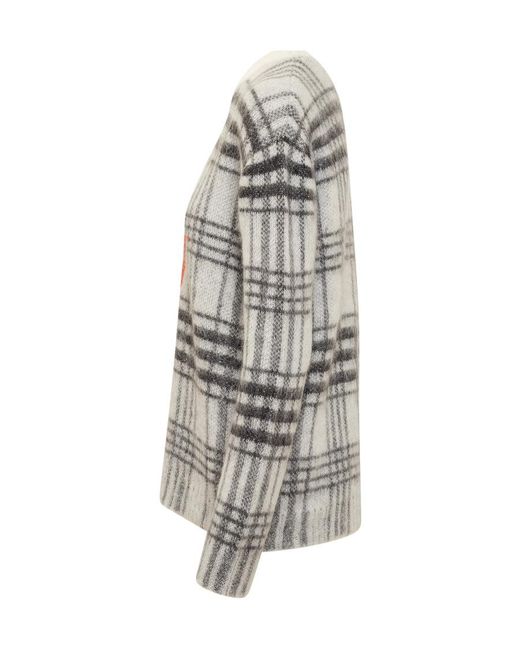 J.W. Anderson Gray Jw Anderson Logo Intarsia-Knit Checked Jumper