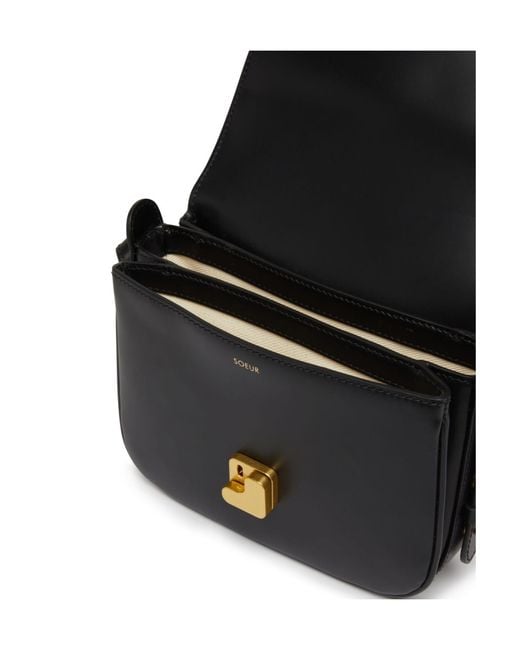 Soeur Black Flap Shoulder Bag