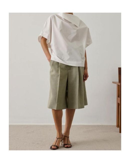 Soeur White Issa Button Short-Sleeve Blouse