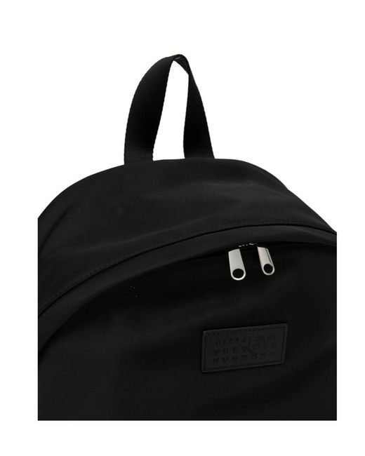 MM6 by Maison Margiela Black Logo-Patch Backpack for men