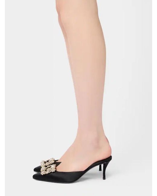 Roger Vivier Black Buckle Embellished Slip-On Mules