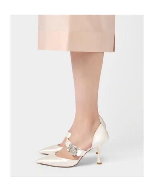 Roger Vivier White Embellished Pointed Toe Pumps