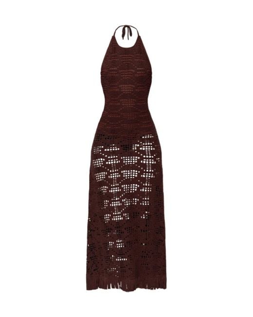 Etro Purple Crochet Effect Long Dress