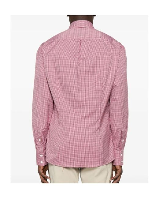 Brunello Cucinelli Pink Gingham Shirt for men