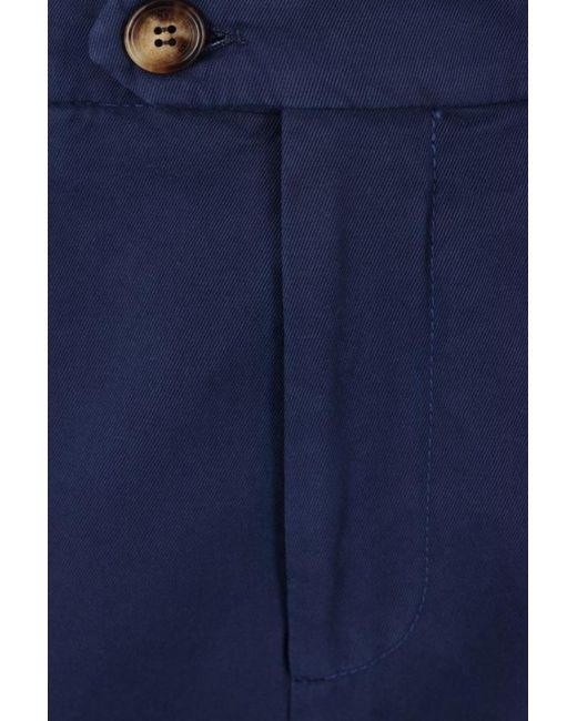 Brunello Cucinelli Blue Leisure-Fit Pleated Gabardine Trousers for men