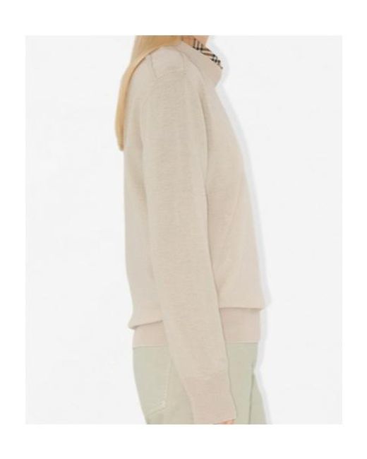 Burberry Natural Checked Knitted Crewneck Jumper