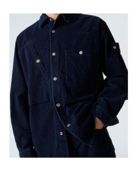 Stone Island Blue Compass Cotton-Blend Corduroy Overshirt for men