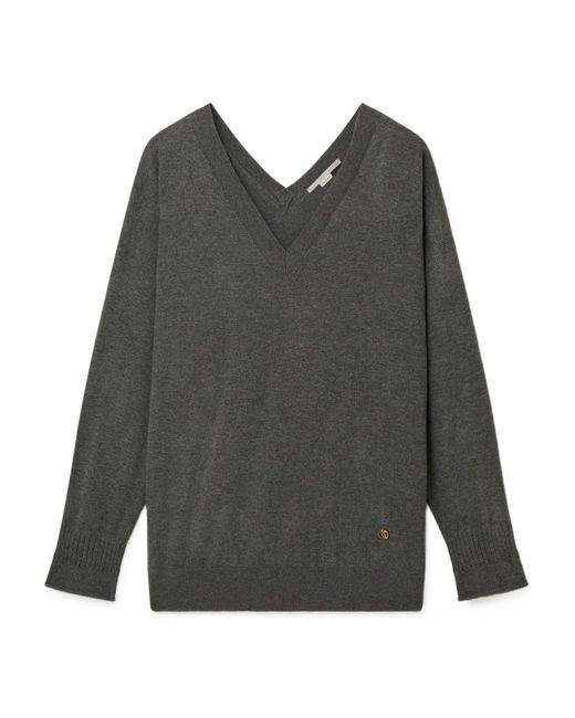 Stella McCartney Gray Stella Iconic V-Neck Knitted Jumper