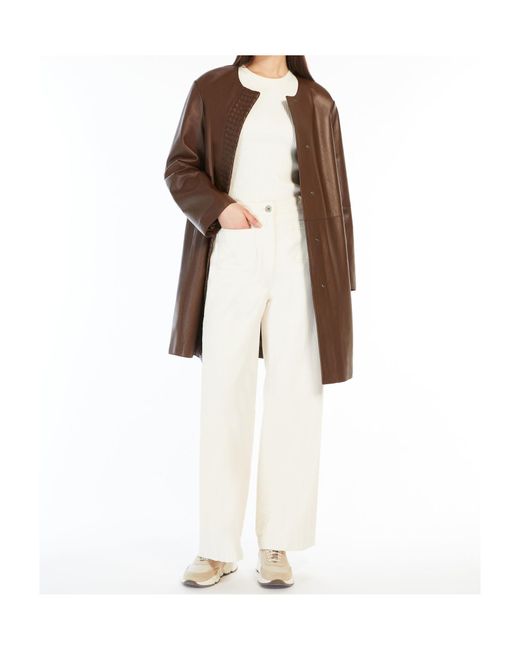 Weekend by Maxmara Brown Long-Sleeved Leather Jacket