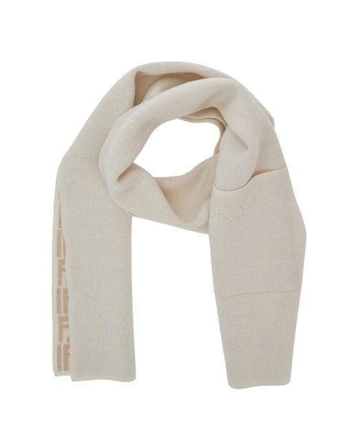 Fendi White Reversible Ff Scarf