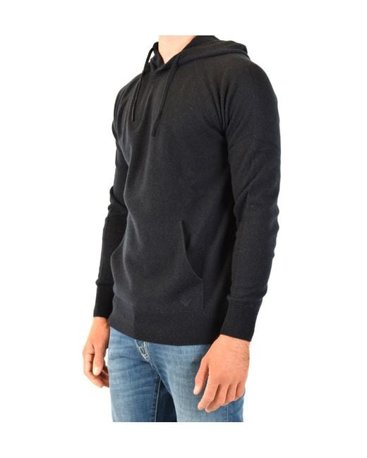Emporio Armani Black Hooded Long-Sleeved Sweater for men