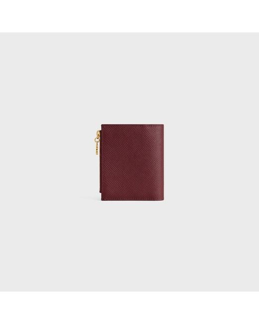 Céline Red Compact Wallet Triomphe Charms