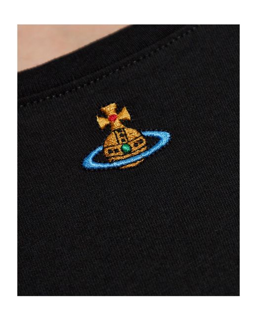 Vivienne Westwood Black Lollo Orb Logo T-Shirt for men