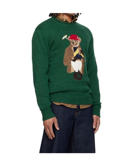 Polo Ralph Lauren Green Polo Bear Long-Sleeved Sweater for men