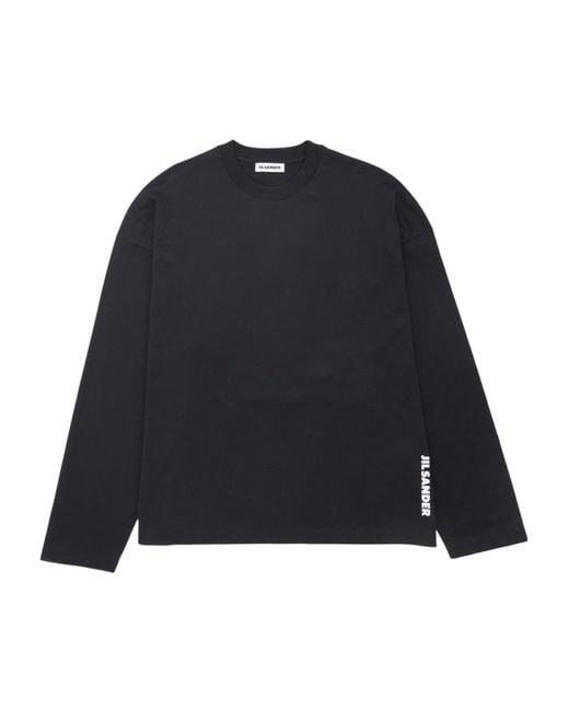Jil Sander Blue Logo-Print Long-Sleeved T-Shirt for men