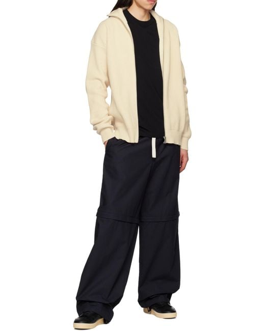 Jil Sander Natural Zip-Up Knitted Cardigan for men