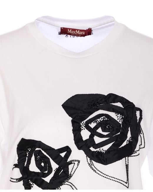 Max Mara White Floral-Print T-Shirt