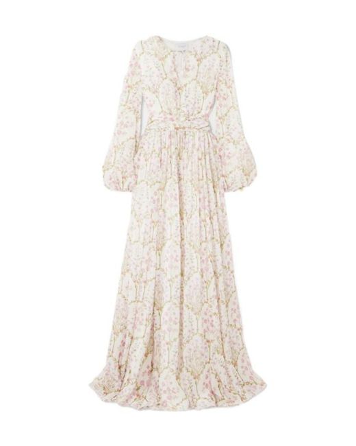 Giambattista Valli White Floral-Print Long-Sleeve Dress