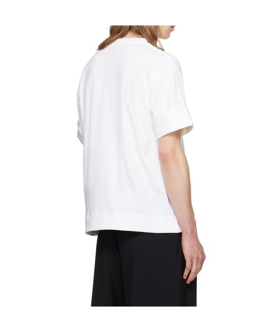 Simone Rocha White Crew Neck Rolled-Up T-Shirt for men