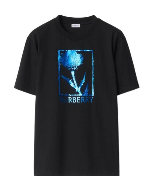 Burberry Black Thistle Cotton T-Shirt for men