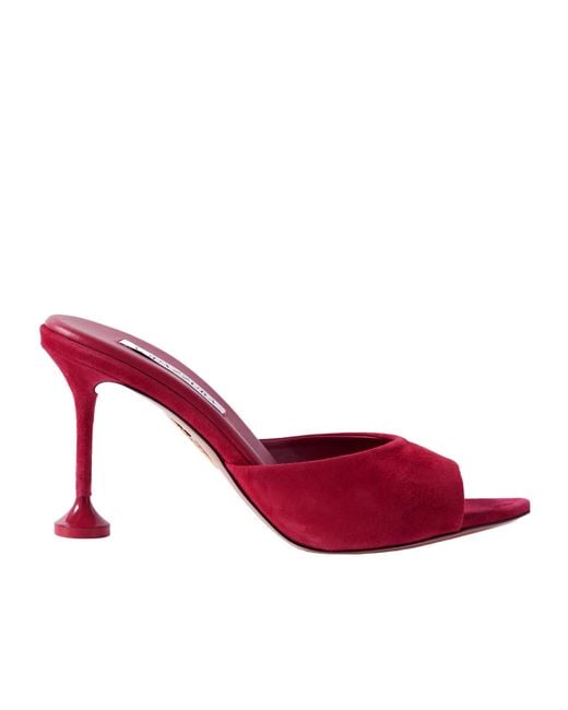 Aquazzura Pink Suede Mules