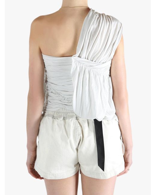 Rick Owens White Draped One-Shoulder Top