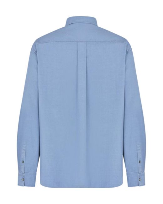 Dior Blue Homme Logo Embroidered Long-Sleeved Shirt for men