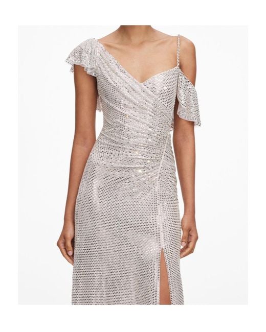 Self-Portrait White Sequin Ruffle Gown