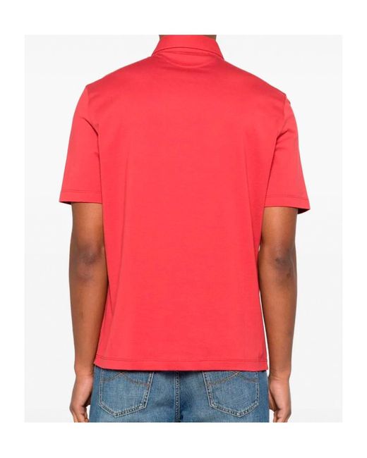Brunello Cucinelli Red Short-Sleeved Polo Shirt for men