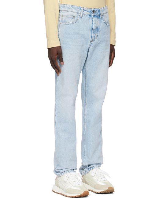 AMI Blue Mid Rise Straight Leg Jeans for men
