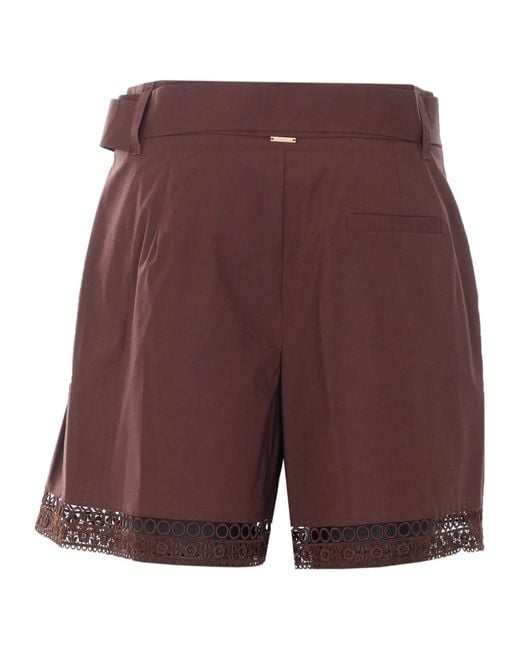 Twinset Purple Embroidered Belted Shorts