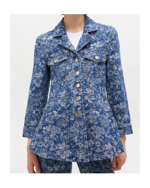 Ganni Blue Tapestry Denim Blazer