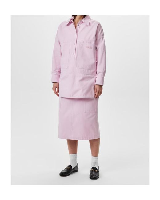Gucci Pink Canvas Midi Skirt