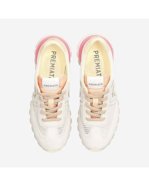 Premiata White Logo Sports Shoes