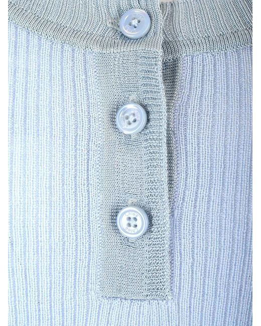 Chloé Blue Ribbed Button-Fastening Top